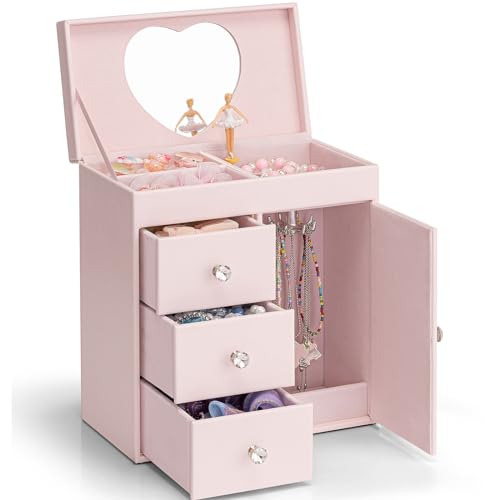 Vlando Musical Jewelry Box for Girls - Valentines Day Gift for Kid - Large Kid Music Box with Ballerina for Birthday Bedro...