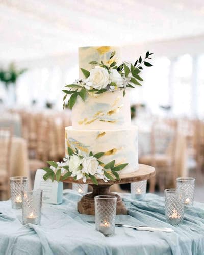 Wedding Cake Flowers,3PCS White Flowers for Cake Topper Faux Cake Decorations for Wedding Anniversary Birthday Party Festi...
