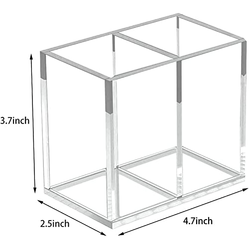 ZUDEE 2pcs Makeup Brush Holder, Acrylic Clear Organizer For Cosmetics, Pen Pencil Cup Holder For Desk
