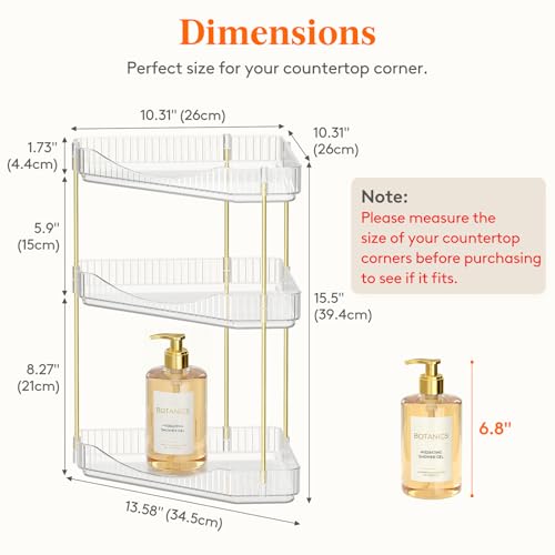 Lifewit 3-Tier Corner Bathroom Counter Organizer, Plastic Makeup Skincare Organizers Storage Countertop, Large Sink Cosmet...