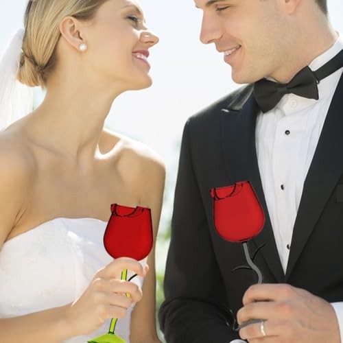GKWW 2Pcs Rose Wine Glasses Creative Wine Goblet Rose Flower Shaped Wine Cocktail Glass Juice Glass for Valentine's Day We...