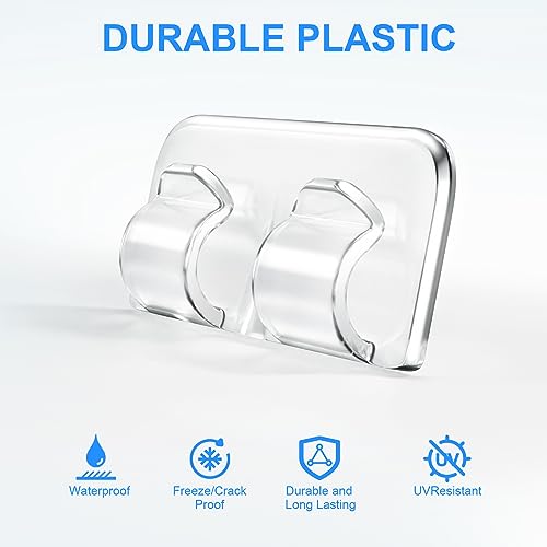 Hetyue Hooks for Outdoor String Lights Clips: 26Pcs Heavy Duty Light Hook with Waterproof Adhesive Strips - Outside Clear ...