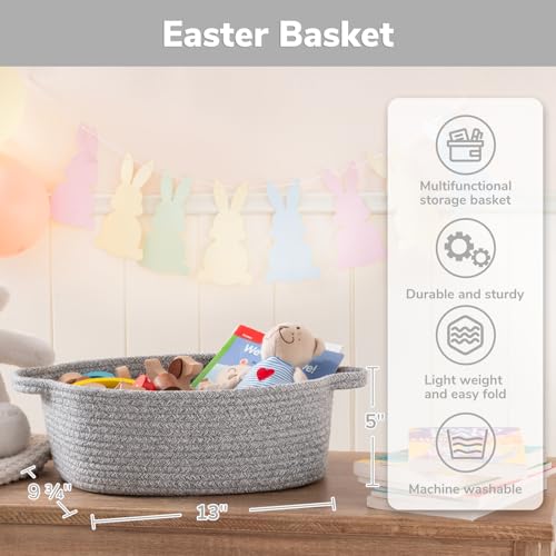 CHICVITA Decorative Gift Basket, Easter Basket for Kids, Woven Rope Storage Baskets with Handles, Nursery Baby Shower Toy ...