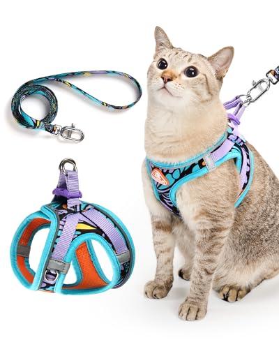 PetThem Upgraded Cat Harness and Leash Set - Step-in Escape Proof Adjustable Cat Harness, Comfortable Soft Lightweight, Re...
