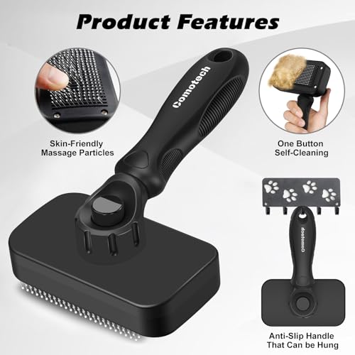 Comotech 3PCS Cat Grooming Supplies, Cat Brush & Nail Clipper/Trimmer & Flea Comb for Shedding Indoor Cats Essentials Stuf...
