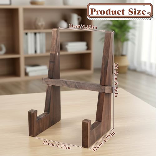 Eldraqth Wooden Plate Stands, 8.8 Inch Wood Plate Display Stands Decorative Picture Frame Holder Stand Table Top Easels fo...