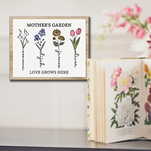 Mothers Day Unique Gifts For Mom, Customized Birth Month Flower Mothers Garden, Custom Canvas With Name Wall Art, Personal...