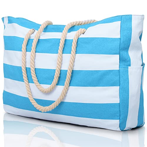 Becokan Beach Bags for Women Large Waterproof Beach Tote Bag Zipper Beach Bags Waterproof Sandproof Swim Pool Bag Large Tote