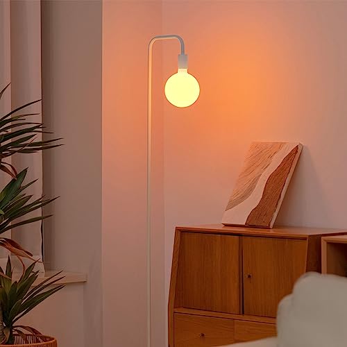 ONEWISH Floor Lamp for Living Room - Minimalist Standing Lamp with Modern LED Bulb, White Frosted Globe Glass 6", 1800K Wa...