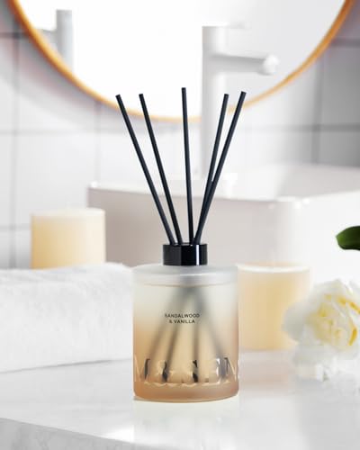 M&SENSE Sandalwood & Vanilla Reed Diffuser Set - 16.9 fl oz Long-Lasting Scent, Non-Toxic Essential Oil Diffuser for Home,...