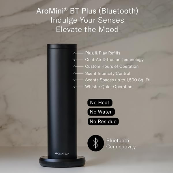 AromaTech New AroMini BT Plus Scent Diffuser w/Bluetooth – Cold-Air Diffusion Scent Machine for Home, Office, Hotel, Spa –...