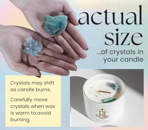 Pisces, Cancer, Scorpio Gifts for Women - 12oz Wood Wick Candles that Crackle with Crystals and Healing Stones. Healing Cr...