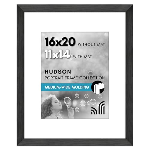 Americanflat 16x20 Picture Frame with Polished Plexiglass - Use as 11x14 Frame with Mat or Display 16x20 Photo Without Mat...