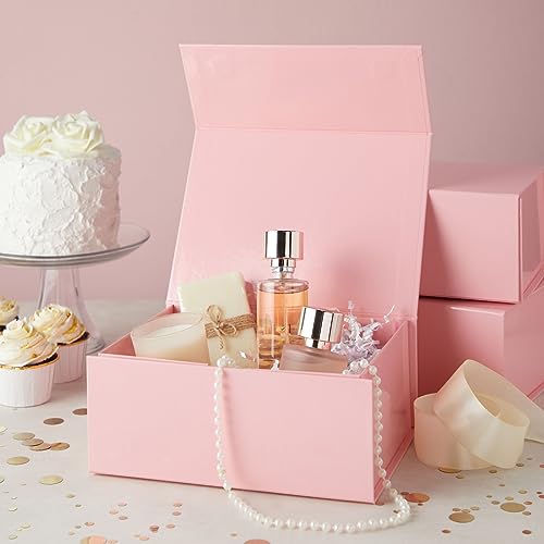 Stockroom Plus Jewelry Gift Box Set - 6-Pack, 9.5 x 7 x 4 In, Pink Magnetic Lids - Bulk Boxes for Bridesmaid Proposals, We...