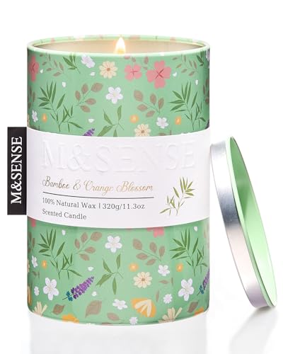 M&SENSE Spring Candle 11.3 oz,Bamboo Orange Blossom Scented Candle, Non-Toxin Soy Wax for Home Scented, Floral Candles for...
