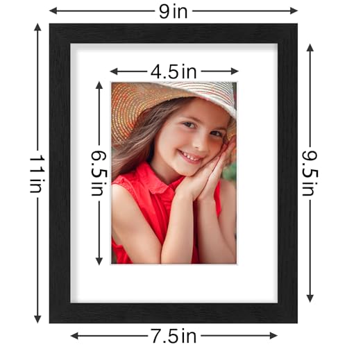 Vittanly 8x10 Picture Frames Set of 9, Shatter Resistant Plexiglass, Display 5x7 Pictures with Mat or 8x10 without Mat, Ph...