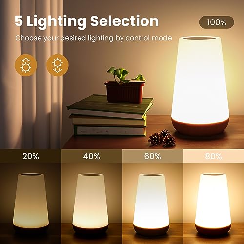 THAUSDAS Night Light, Dimmable Touch Lamp for Bedroom, Portable Table Bedside Lamp, 5 Brightness 13 RGB Colors, Night Ligh...