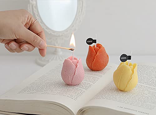 Tulip Flower Shaped Scented Candle,2 Pack Handmade Aroma Soy Wax Decorative Candle for Table Photo Prop Birthday Gift,Pref...