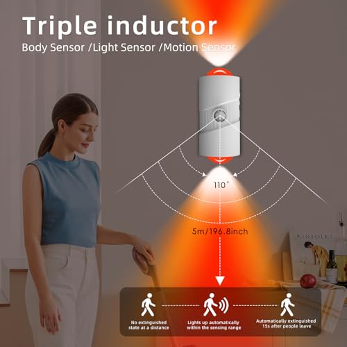Rechargeable RGB Motion Sensor Night Light, Color Changing LED Night Light with Stick-on Magnet, 4-Level Adjustable Bright...
