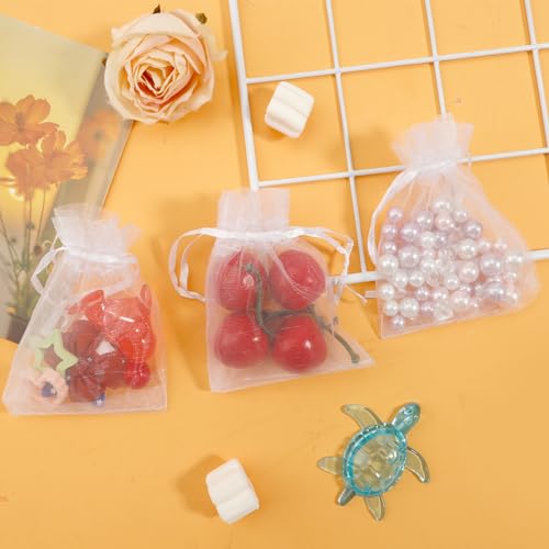 Organza Bags, White Organza Bags, 50Pcs, Sheer Organzas Bag 3 x 4 inch, Jewelry Gift Bags, Party Favor Bags with Drawstrin...
