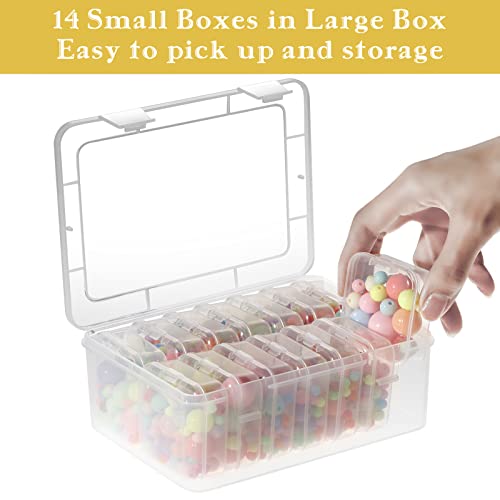 Mathtoxyz Small Bead Organizers, 15 Pieces Plastic Storage Cases Mini Clear Bead Storage Containers Transparent Boxes with...