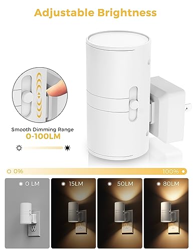 L LOHAS LED Night Light Plug in, Night Lights Plug into Wall, Light Sensor, 0-100LM Soft White 3000K, Dimmable Night Ligh...