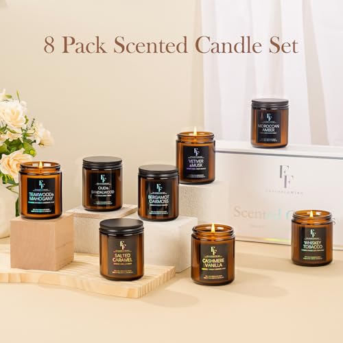 Scented Candles Set, Soy Wax Candles 8 Pack 56 Oz Aromatherapy Candles Gift Set for Women Men （Vanilla/Sandalwood/Amber/Ma...