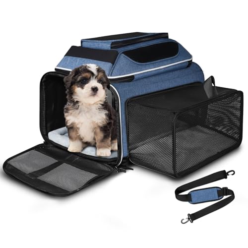 Petskd Top and Side Expandable Pet Carrier 18x11x11 Inches Delta United Airline Approved, Soft-Sided Carrier for Small Cat...