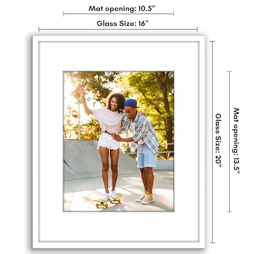 Americanflat 16x20 Picture Frame with Polished Plexiglass - Use as 11x14 Frame with Mat or Display 16x20 Photo Without Mat...