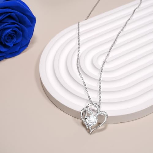 Yamonic Birthday Flowers Gifts for Women, Real Rose with Heart Necklace Gifts for Mom Grandma, Preserved Flowers Rose with...