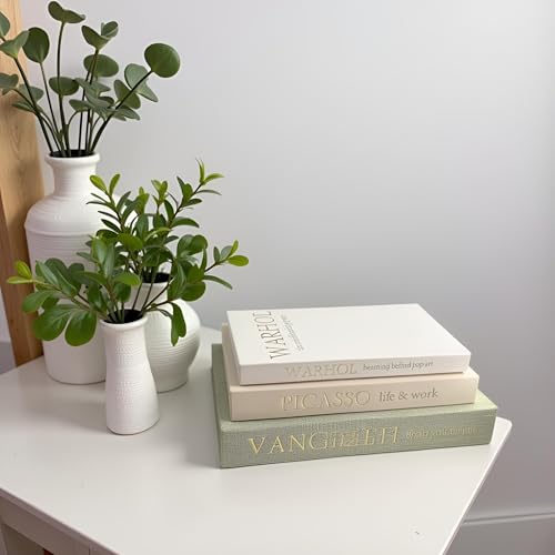 NLGQ Set of 3 Decorative Books - Linen Faux Fake Books for Decor Aesthetic, Decorative Book for Coffee Table,Bookshelf,Off...