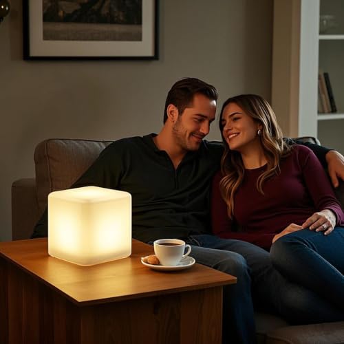 Mr.Go Rechargeable LED Color-Changing Light Cube 8", Dimmable Soothing Mood Lamp with Remote, 16 RGB Colors 4 Modes, Water...