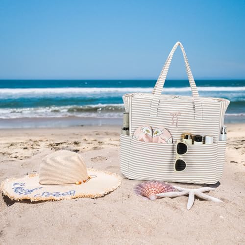 Bluboon Beach Bags for Women, Large Waterproof Tote Bag With Wet Compartment for Pool Weekender Travel Gym