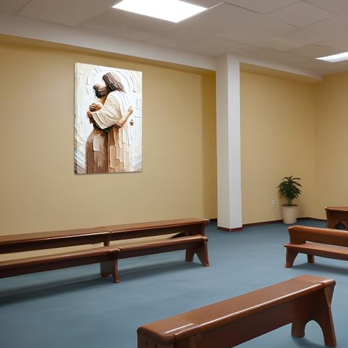 Jesus Embracing Woman Canvas Wall Art, Safe in His Arms Pictures Canvas Print Posters Wall Decor, Christian Wall Art Home ...
