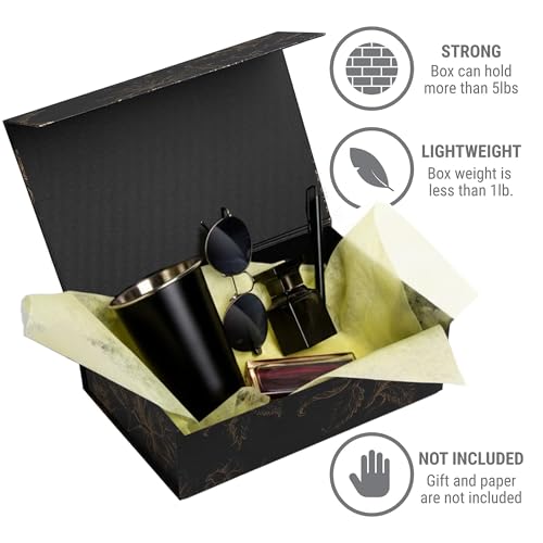 Sorarto Luxury Keepsake Gift Box | Black Gold Floral Decorative Boxes with Magnetic Lids for Presents, Wedding Memory Box,...