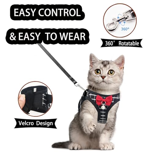 Cat Leash and Harness Set,Breathable Dog Harness,Pet Harness,Adjustable Mesh cat Harness and Leash Escape Proof for Puppy ...