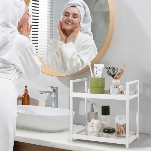 Anyoifax Bathroom Counter Organizer 2 Tier Vanity Storage Countertop Shelf Makeup Organizer Perfume Tray Skincare Holder f...