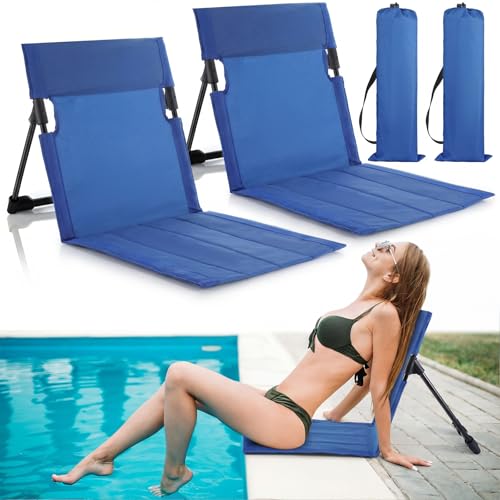 Karenhi 2 Pcs Foldable Poolside Chairs Portable Beach Chair Folding Poolside Chairs for Edge of Pool for Adults Traveling...