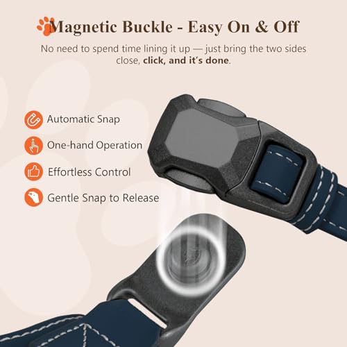 Tokcam Magnetic Puppy Harness and Leash with Quick Release Buckle, Easy On & Off Faux Leather Dog Harness and Leash for Sm...