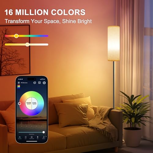 FRIDEKO HOME Floor Lamp, 9W 800LM Color Changing Smart Lamp with Music Sync, App & Remote Control, Adjustable Brightness &...