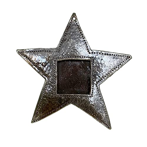 Handmade Star Frame Ornament Mini Picture Holder 4 x 4.5 Inches Haitian Art Christmas Ornament Collection, Unique Holiday ...