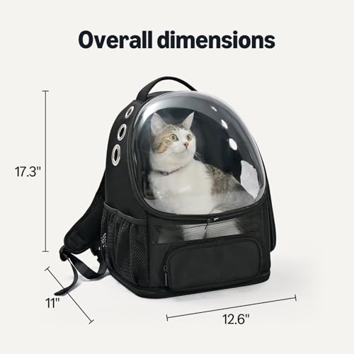 Amazon Basics Pet Carrier Backpack for Small Cats & Dogs, Collapsible Travel Carrier with Bubble Window & Breathable Mesh,...