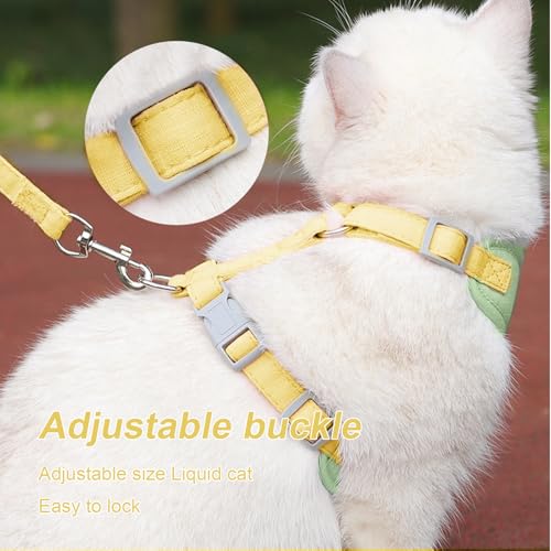wanheart Cat Harness and Leash Set Escape-Proof Adjustable cat Leash and Harness Combo Suitable for All cat Breeds (Green, M)