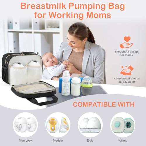 PIIOSER Breastmilk Cooler Bag with Ice Pack, Fits 6 Baby Bottles Up to 9 Ounce, Insulated Bottle Travel Bags with Shoulder...