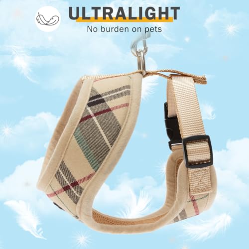 SCENEREAL Puppy Dog Harness with Leash Set for Small Medium Dogs, Soft Mesh Pet Harnesses and Leash, No Chock Plaid No Pul...