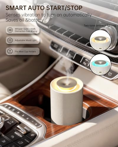 Waterless Essential Oil Diffuser,Portable Car Aromatherapy Diffuser,Rechargeable Cordless Scent Device with Fabric Design,...