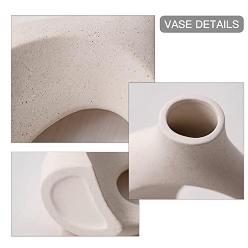 Levvohd Hollow Ceramic Vase Set of 2, Modern Nordic Minimalist Book Style Boho Aesthetic Vases for Home Decor Living Room ...