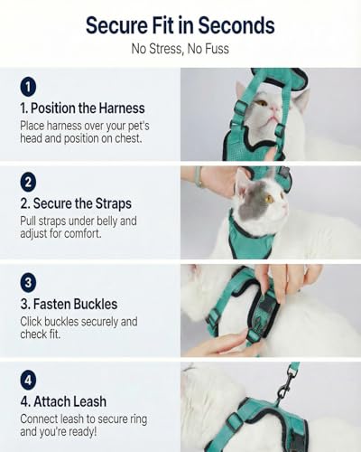 Luxelle 2 Pack Escape-Proof Cat Harness and Leash Set for Walking – Adjustable No Pull Soft Vest with Easy-Wear Buckle, Re...
