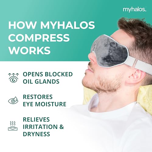 MyHalos® Heated Eye Mask for Dry Eyes - Steam Warm Compress for Eyes - Remove Styes, Chalazion Therapy Warming and Heating...