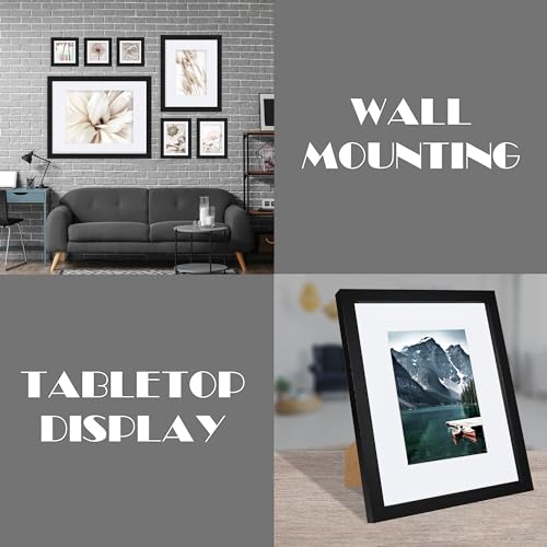 Hongkee 8x10 Black Picture Frames set of 3, Made of Wooden and Glass Photo frame - Displays Picture 5x7 with Mat or 8 x 10...